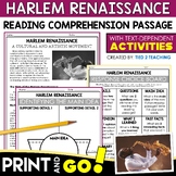 Harlem Renaissance Black History Month Reading Passages wi