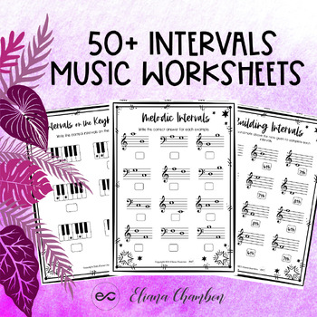 Preview of 50+ Intervals Music Theory Worksheets - (2nd-8th) -  Intervals Quantity