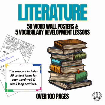 Preview of 50 Literature Terms & Meanings, Word Wall & 5 Vocabulary Activity