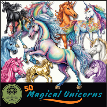 Preview of 50 Magical Unicorns {A Novel Idea Digital Clip Art}