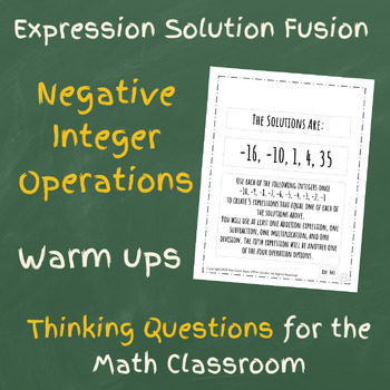 Preview of 50 Math Warm Up Questions - Negative Numbers Operations - Curricular Thinking