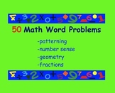 50 Math Word Problems (Patterning, Number Sense, Geometry,