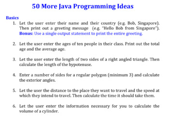 Preview of 50 More Java programming exercise ideas (Beginners to advanced)