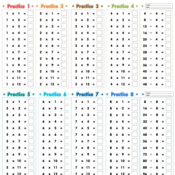 50 multiplication and division worksheets printable 1 12 for students
