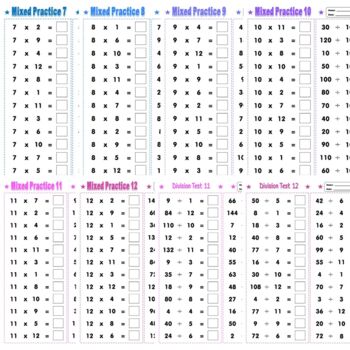 50 multiplication and division worksheets printable 1 12 for students