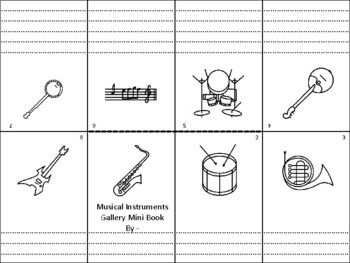 Preview of 50 Musical Instruments Gallery Mini Books, Picture Writing, Back to School Week