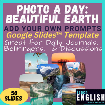Preview of 50 Nature Slides™ Templates ⭐ PROMPTS Journal, Creative Writing, Bellringer ELA