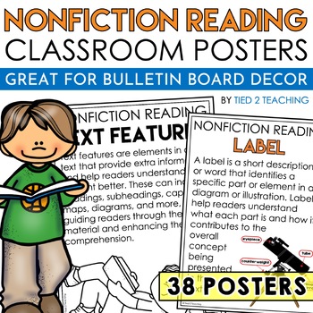 Preview of Nonfiction Reading Posters Text Features Word Wall Bulletin Board Anchor Charts