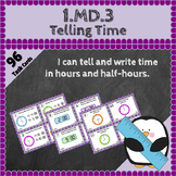 1.MD.3 Task Cards ★ Tell and Write Time 1st Grade Math Centers