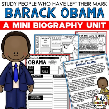 Preview of Barack Obama President Biography Unit Pack Presidents' Day Poster Activities