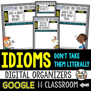Preview of Idioms Digital Organizers for Google Classroom Distance Learning