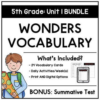 Preview of 2020/2023 Wonders Vocabulary: Fifth Grade Unit 1 BUNDLE