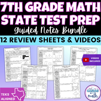 Preview of 7th Grade Math STAAR Test Review Sheets BUNDLE