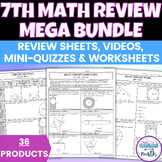 7th Grade Math Review MEGA BUNDLE - Review Sheets, Mini Qu
