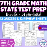 7th Grade Math Test Prep STAAR Review Sheets and Mini Quiz