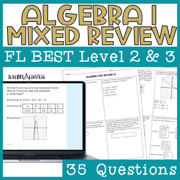 Preview of Algebra 1 EOC Review Packet Mixed Concepts Florida Best Levels 2 & 3