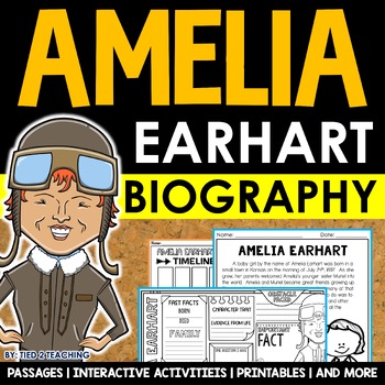 Preview of Who Was Aviator Amelia Earhart Biography Lesson Pack Women's History Unit