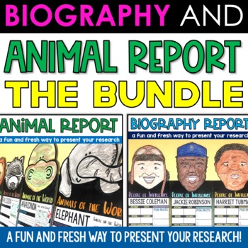Preview of Biography & Animal Report Pennant Research Project  Informational Writing Bundle