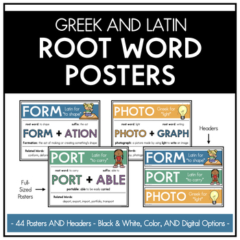 Preview of Greek and Latin Root Word Posters - RETRO RAINBOW Colors