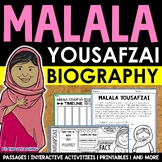 Malala Yousafzai Biography Unit Pack Reading Passages Grap