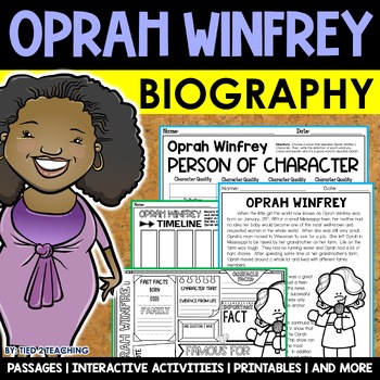Preview of Oprah Winfrey Biography Unit Pack Reading Passages Activities Women's History