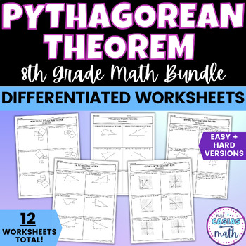Preview of Pythagorean Theorem Differentiated Worksheets BUNDLE 8th Grade Math Pre-Algebra