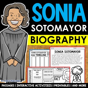 Preview of Sonia Sotomayor Biography Unit Lesson Women's History Month Activities