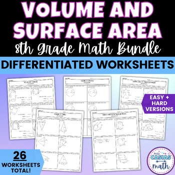 Preview of Surface Area and Volume Differentiated Worksheets BUNDLE
