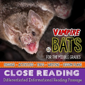 Preview of VAMPIRE BATS a Halloween Close Reading Passage