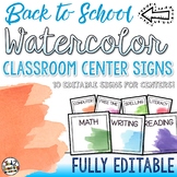 Watercolor Classroom Decor Classroom Center Signs EDITABLE