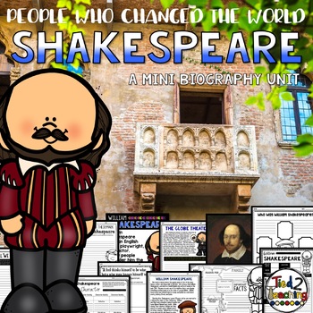 Preview of William Shakespeare Biography Worksheets Unit Pack Lesson Passages