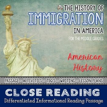 Preview of History of Immigration in America - Differentiated Close Reading