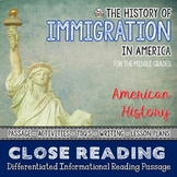 History of Immigration in America - Differentiated Close Reading