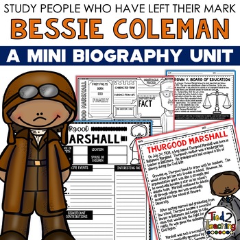 Preview of Bessie Coleman Mini Biography Unit Black History Month Activities
