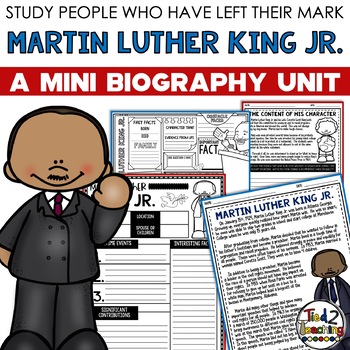 Preview of Martin Luther King Jr. Biography Pack Unit Black History Month Lesson Activities