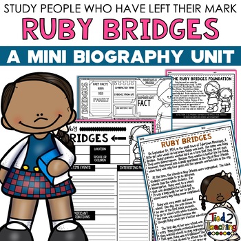Preview of Ruby Bridges Biography Unit Pack Lesson Black History Month Activities