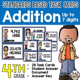 Adding Whole Numbers Task Cards 4th Grade