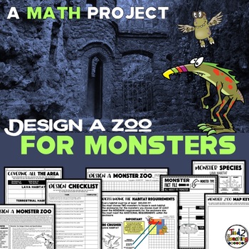 Preview of Halloween Area and Perimeter Design a Zoo for Monsters