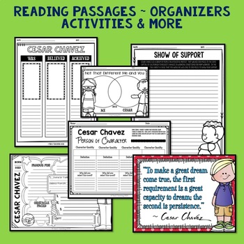Cesar Chavez Biography Lesson Unit Pack Reading Passages Organizers ...