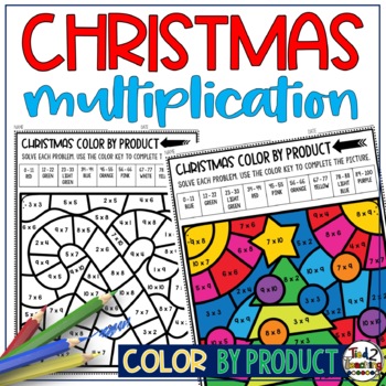 Preview of Christmas Multiplication Basic Math Facts Coloring Pages Color by Number