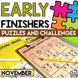 November Fall Early Finishers Puzzles and Thanksgiving Wor