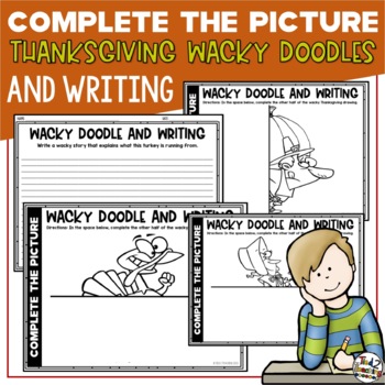 Preview of Thanksgiving Writing Activities Complete the Picture Doodle