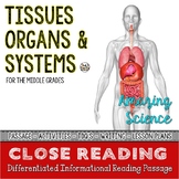 Tissues Organs and Systems Differentiated Close Reading