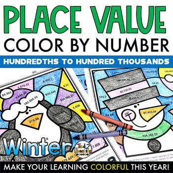 Preview of Winter Coloring Pages Place Value Homework Morning Work Color by Number
