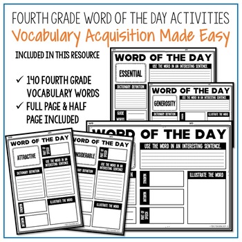 Word of the Day 4th Grade Vocabulary and Word Work Activities | TpT