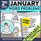2nd Grade January Word Problems printable and digital math
