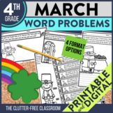 4th Grade March Word Problems printable and digital math a