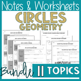 Geometry Circles Unit Guided Notes and Worksheets