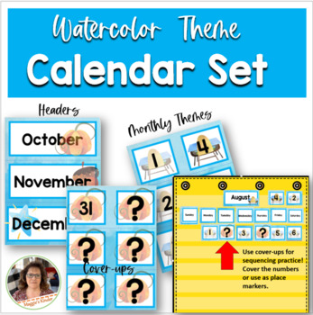 Preview of Watercolor Classroom Decor Calendar Set