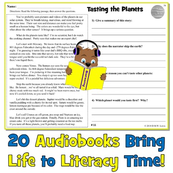 20 Space Reading Comprehension Passages - Funny Audiobooks | TpT